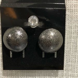 2 pair Stud Earrings Silver & Smoke Gray